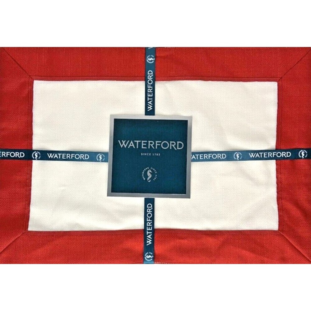 Waterford Luxury Clarissa Placemats Set of 4 Red White 13x19 Christmas Holiday